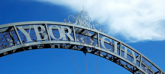 the entrance sign to Ybor City in Tampa